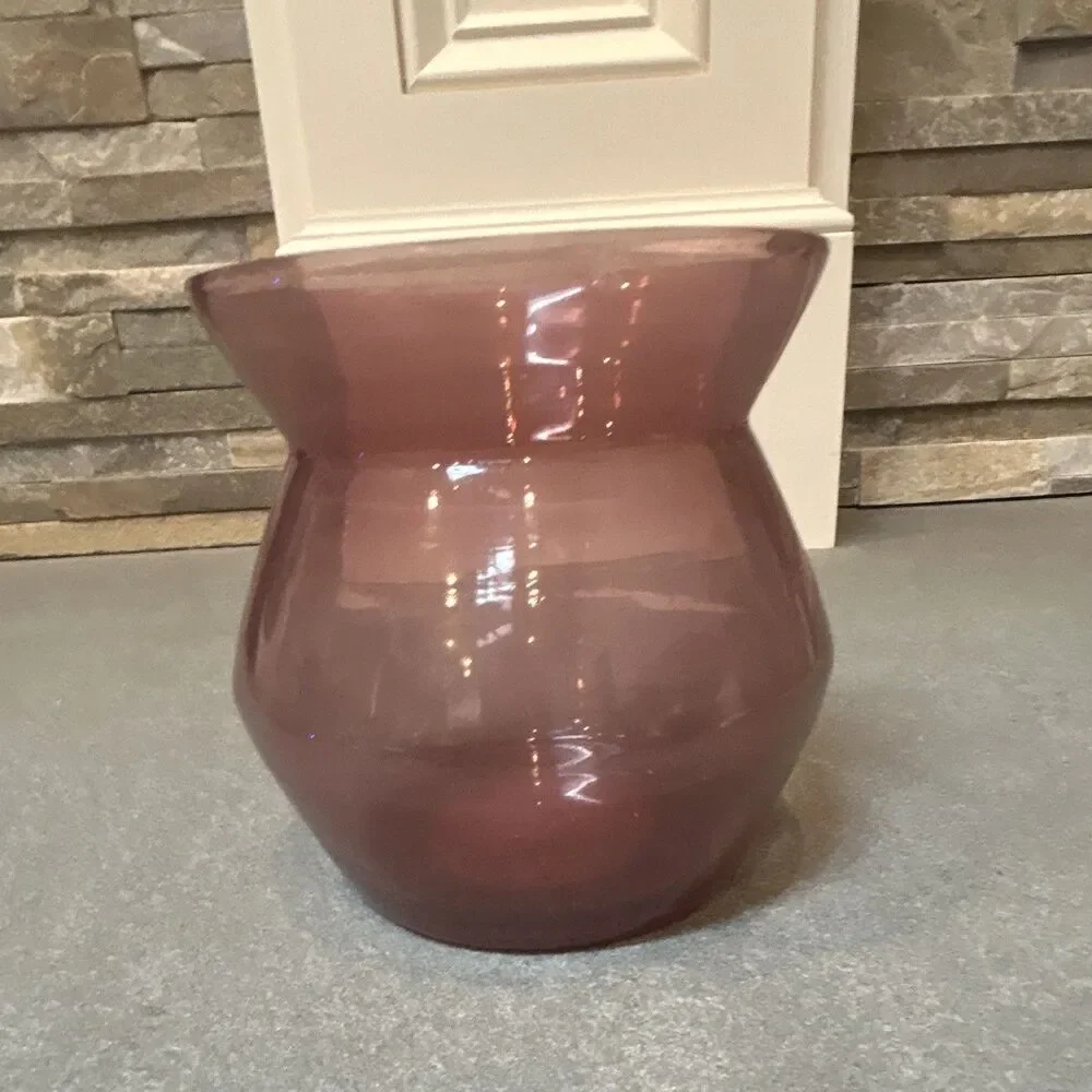 Ashland Easter Meadow Purple Glass Pillar Candle Holder 6x6x5 in
